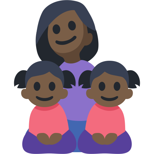 Family - Woman: Dark Skin Tone, Girl: Dark Skin Tone, Girl: Dark Skin Tone, the design in this release