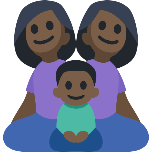 Family - Woman: Dark Skin Tone, Woman: Dark Skin Tone, Boy: Dark Skin Tone, the design in this release