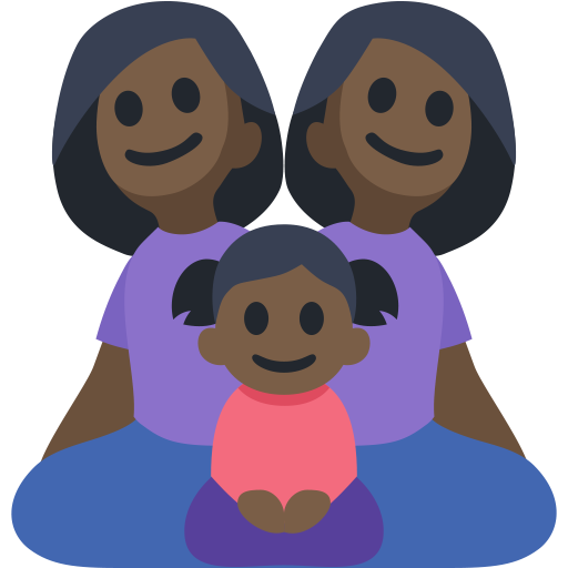 Family - Woman: Dark Skin Tone, Woman: Dark Skin Tone, Girl: Dark Skin Tone, the design in this release