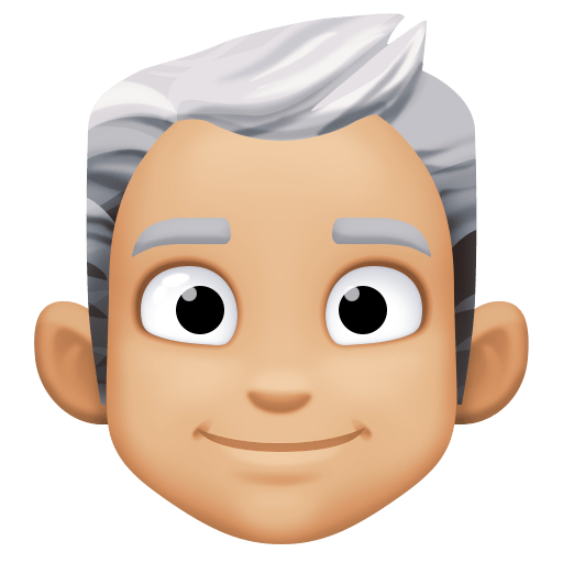 Man: Medium-Light Skin Tone, White Hair, the design in this release