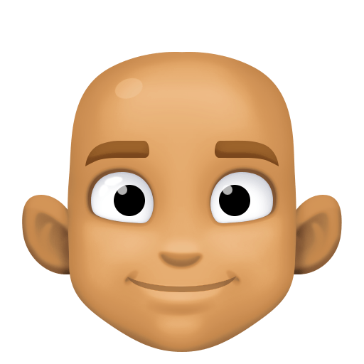 Man: Medium Skin Tone, Bald, the design in this release