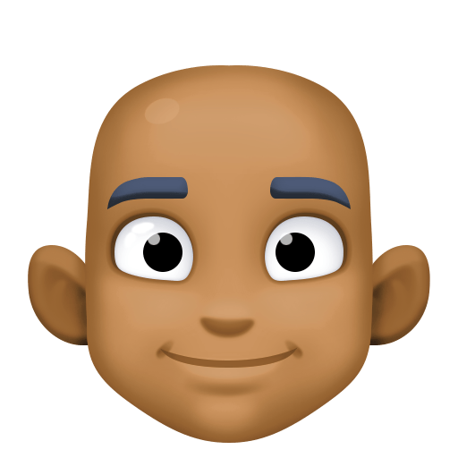 Man: Medium-Dark Skin Tone, Bald, the design in this release