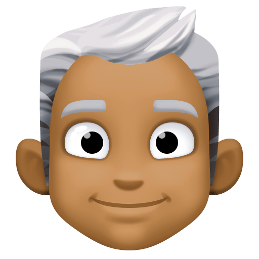 Man: Medium-Dark Skin Tone, White Hair, the design in this release