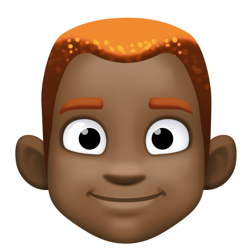 Man: Dark Skin Tone, Red Hair, the design in this release