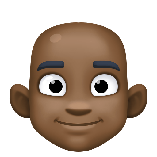 Man: Dark Skin Tone, Bald, the design in this release