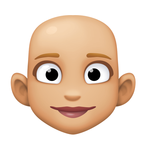 Woman: Medium-Light Skin Tone, Bald, the design in this release