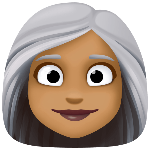 Woman: Medium-Dark Skin Tone, White Hair, the design in this release
