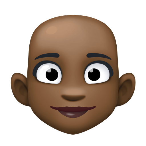 Woman: Dark Skin Tone, Bald, the design in this release