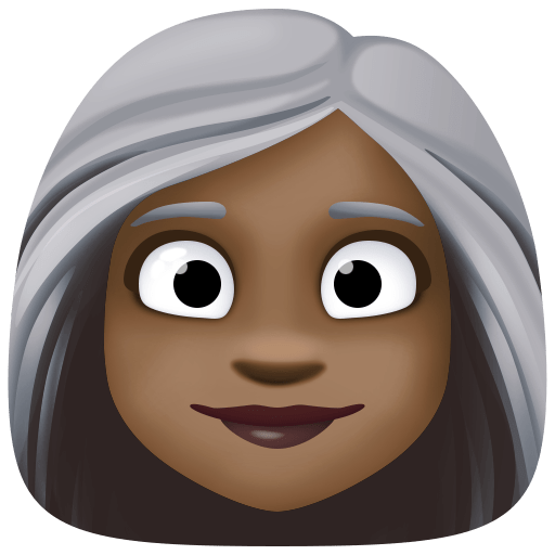 Woman: Dark Skin Tone, White Hair, the design in this release