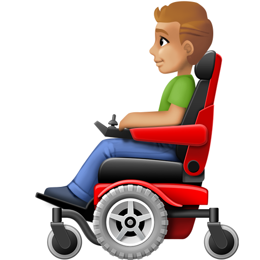 Man in Motorized Wheelchair: Medium-Light Skin Tone, the design in this release