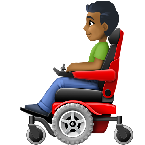 Man in Motorized Wheelchair: Medium-Dark Skin Tone, the design in this release