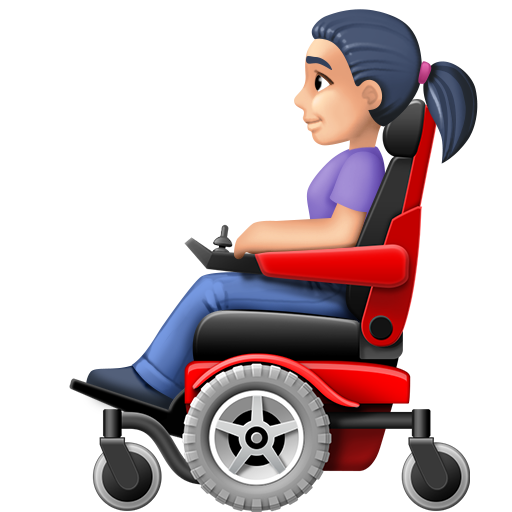 Woman in Motorized Wheelchair: Light Skin Tone, the design in this release