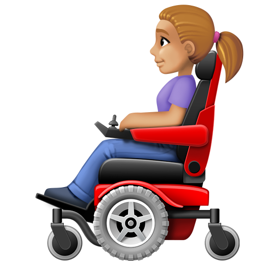 Woman in Motorized Wheelchair: Medium-Light Skin Tone, the design in this release