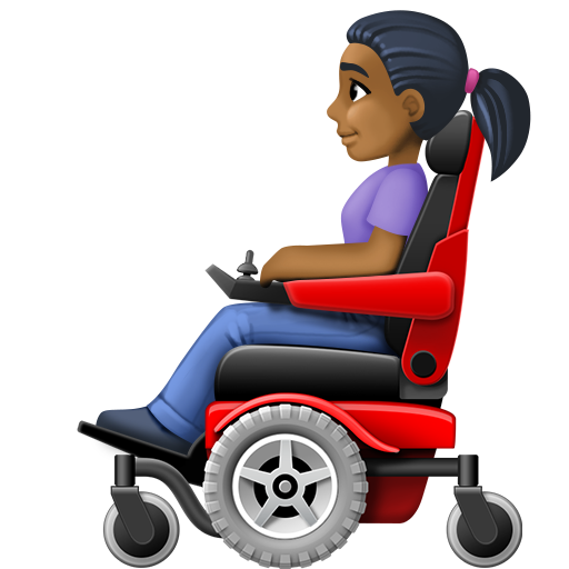 Woman in Motorized Wheelchair: Medium-Dark Skin Tone, the design in this release