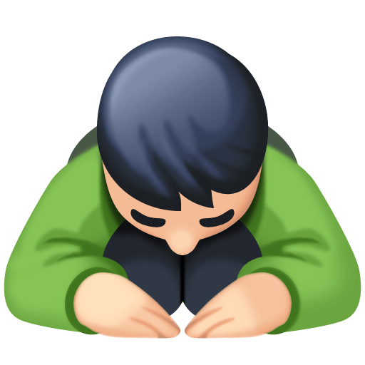 Person Bowing: Light Skin Tone, the previous design