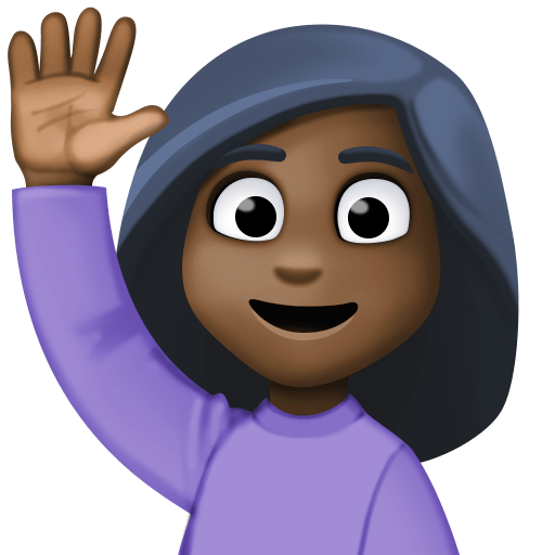 Person Raising Hand: Dark Skin Tone, the previous design