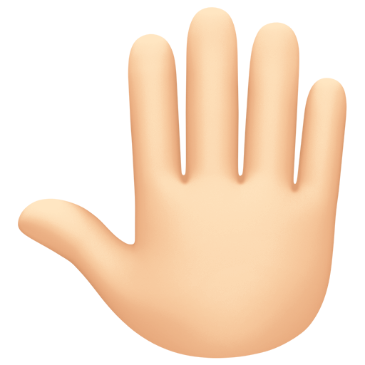 Raised Back of Hand: Light Skin Tone, the design in this release