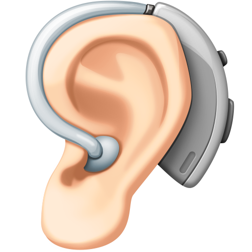 Ear with Hearing Aid: Light Skin Tone, the design in this release