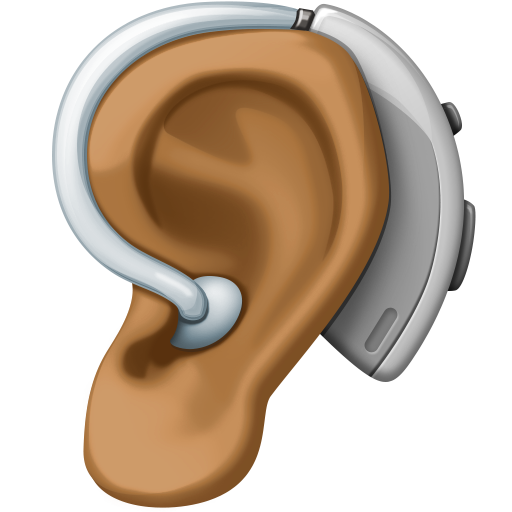 Ear with Hearing Aid: Medium-Dark Skin Tone, the design in this release