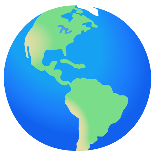 Globe Showing Americas as drawn by Google in 15.0