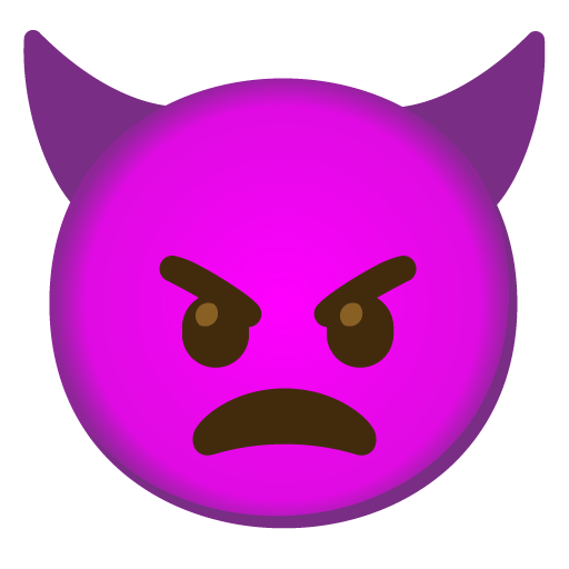 Angry Face with Horns as drawn by Google in 15.0