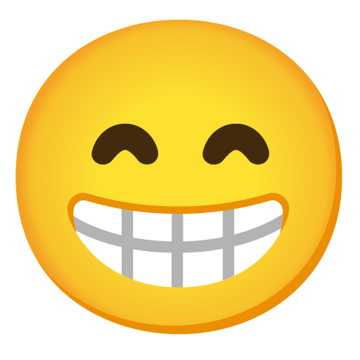 Beaming Face with Smiling Eyes as drawn by Google in 15.0