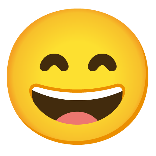 Grinning Face with Smiling Eyes as drawn by Google in 15.0