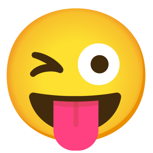Winking Face with Tongue as drawn by Google in 15.0