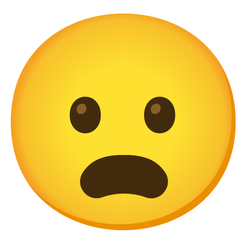 Frowning Face with Open Mouth as drawn by Google in 15.0