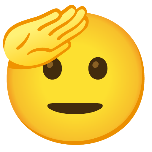 Saluting Face as drawn by Google in 15.0
