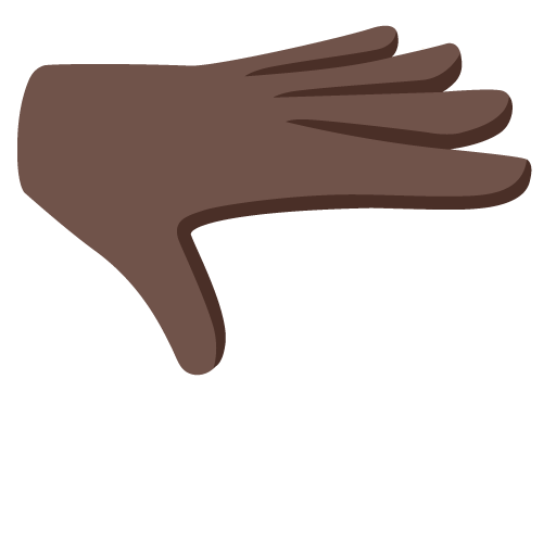 Palm Down Hand: Dark Skin Tone as drawn by Google in 15.0