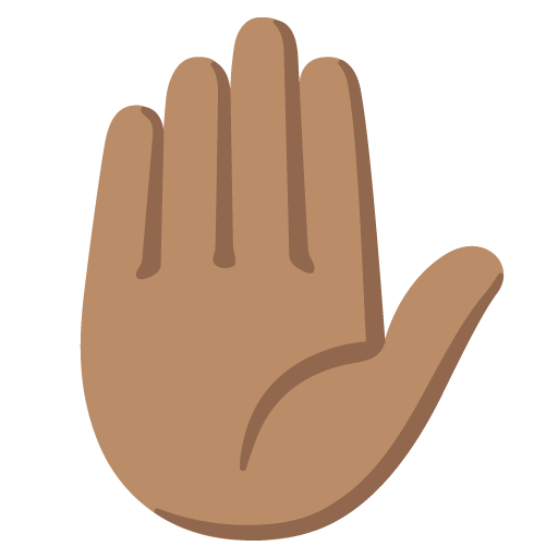 Raised Hand: Medium Skin Tone as drawn by Google in 15.0