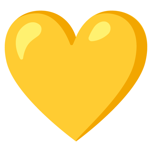 Yellow Heart as drawn by Google in 16.0 June 2025 Update