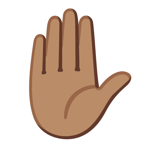 Raised Hand: Medium Skin Tone as drawn by Google in 16.0