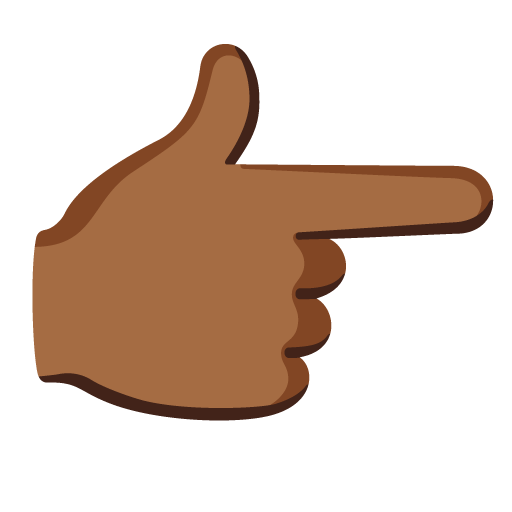 backhand index pointing right: medium-dark skin tone as rendered by Google