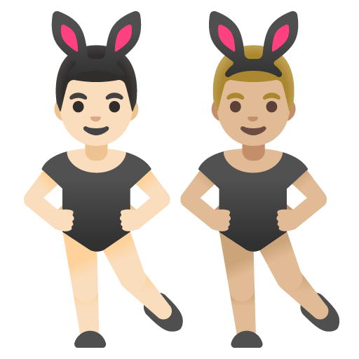 Men with Bunny Ears: Light Skin Tone, Medium-Light Skin Tone, the design in this release