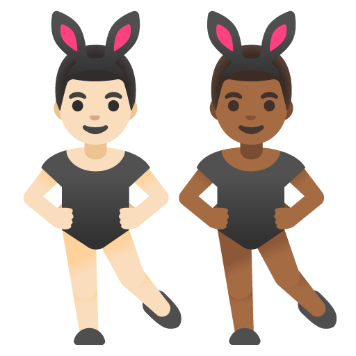 Men with Bunny Ears: Light Skin Tone, Medium-Dark Skin Tone, the design in this release