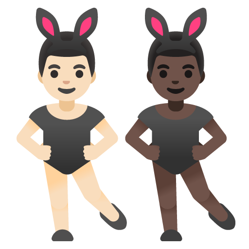 Men with Bunny Ears: Light Skin Tone, Dark Skin Tone, the design in this release