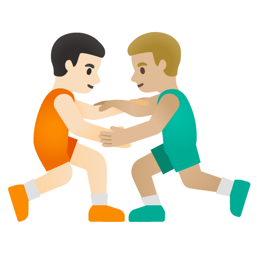 Men Wrestling: Light Skin Tone, Medium-Light Skin Tone, the design in this release