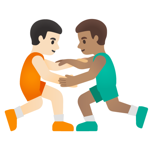 Men Wrestling: Light Skin Tone, Medium Skin Tone, the design in this release