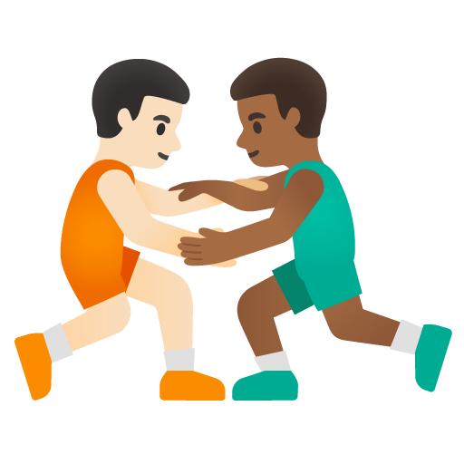 Men Wrestling: Light Skin Tone, Medium-Dark Skin Tone, the design in this release