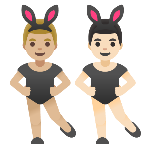 Men with Bunny Ears: Medium-Light Skin Tone, Light Skin Tone, the design in this release