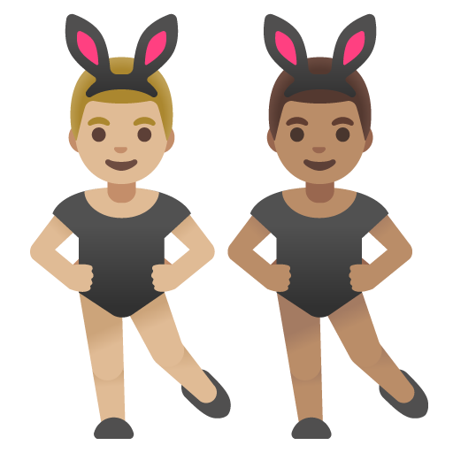 Men with Bunny Ears: Medium-Light Skin Tone, Medium Skin Tone, the design in this release
