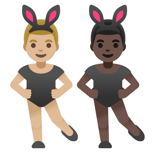 Men with Bunny Ears: Medium-Light Skin Tone, Dark Skin Tone, the design in this release