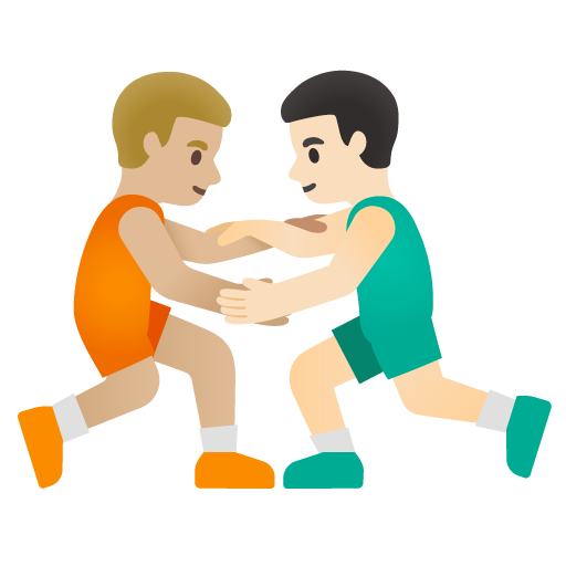 Men Wrestling: Medium-Light Skin Tone, Light Skin Tone, the design in this release