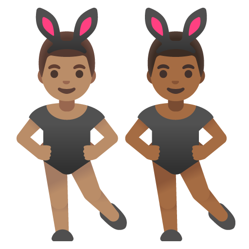 Men with Bunny Ears: Medium Skin Tone, Medium-Dark Skin Tone, the design in this release