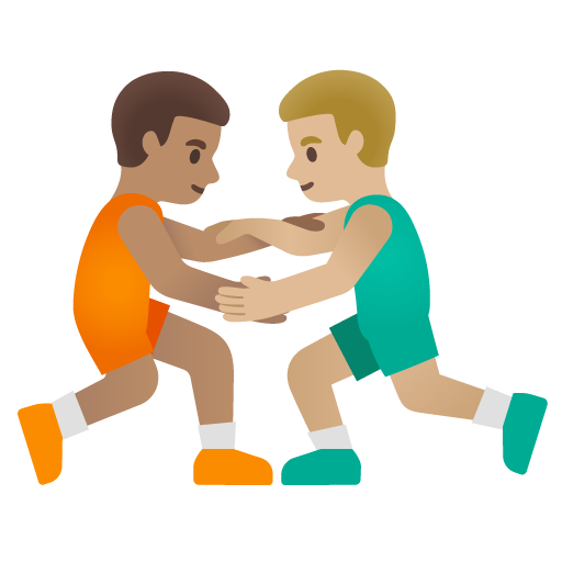 Men Wrestling: Medium Skin Tone, Medium-Light Skin Tone, the design in this release