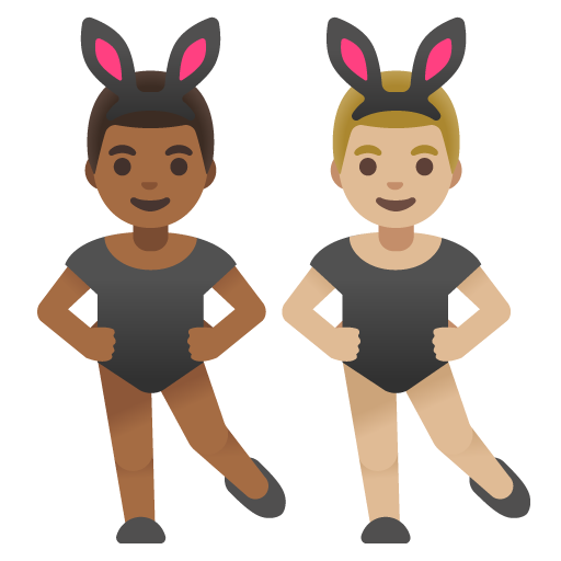 Men with Bunny Ears: Medium-Dark Skin Tone, Medium-Light Skin Tone, the design in this release
