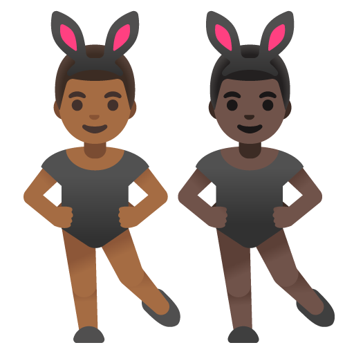Men with Bunny Ears: Medium-Dark Skin Tone, Dark Skin Tone, the design in this release