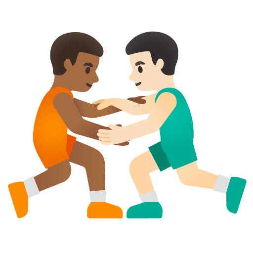 Men Wrestling: Medium-Dark Skin Tone, Light Skin Tone, the design in this release